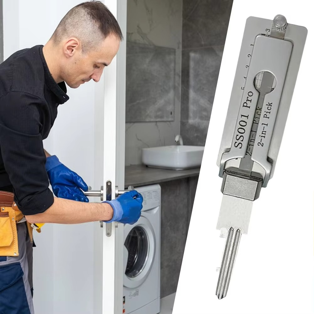 Stainless Steel Key Decoder – 2-in-1 Lock Decoding & Picking Tool for Locksmiths