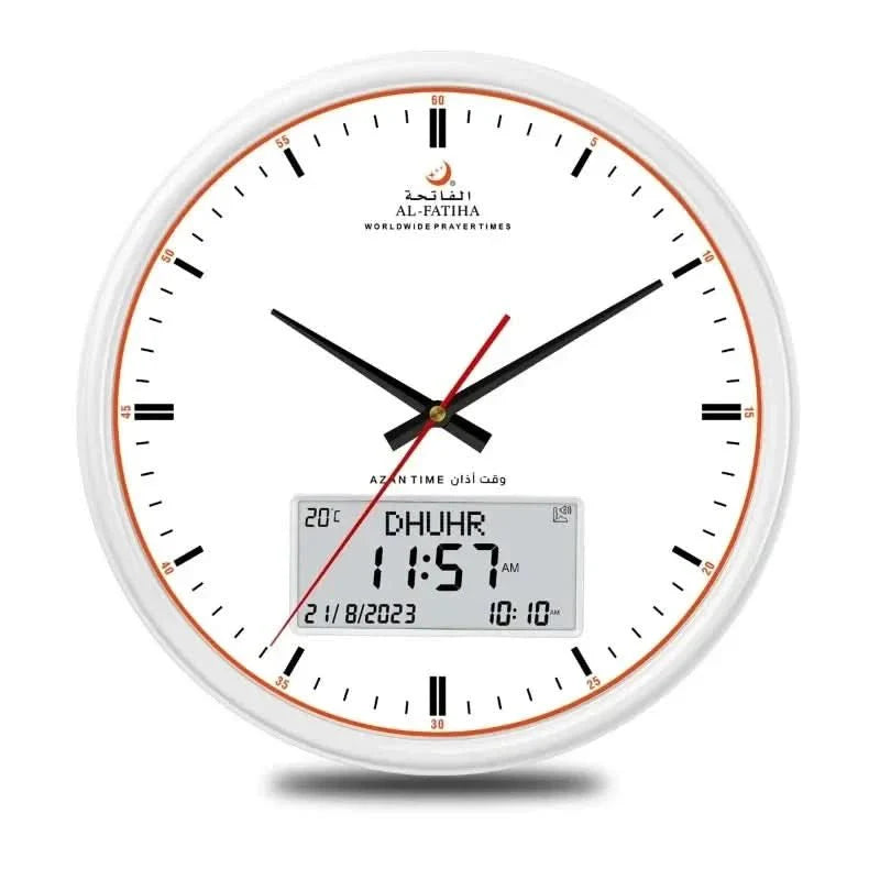 Prayer clock with automatic azan adjustment and 10 azan sounds