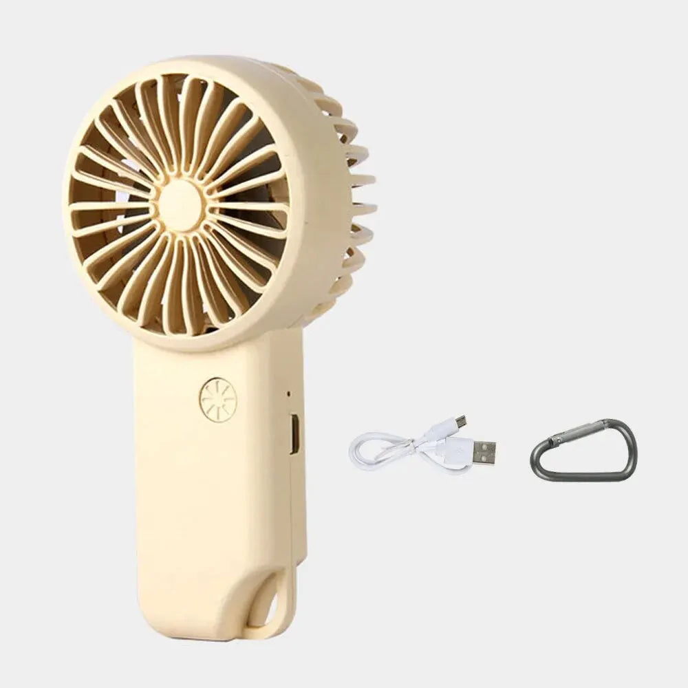 Brisola Mini Handheld Fan with USB Charging | 3 Speed Settings & LED Display | Portable Battery Fan for Office, Travel & Sports