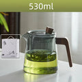 GIANXI Retro Glass Teapot Wood Handle Chinese Tea Ceremony Transparent Teawear Set Cup Filter High Boron Silicon Pot 530ML