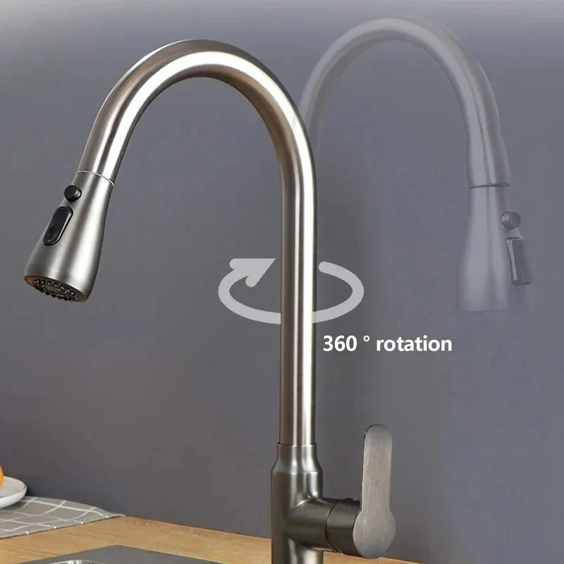 Kitchen faucet with pull-out spout – Brushed Nickel
