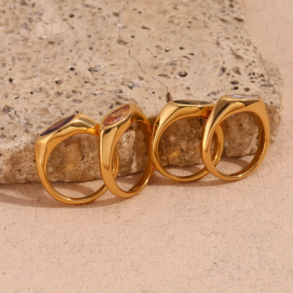 18k Oval Diamond Cut Ring