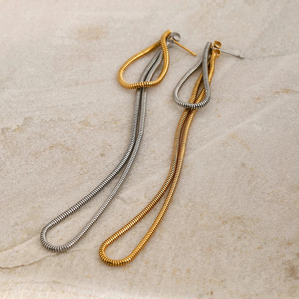 Classy Snake Chain Tassel Stud Earrings
