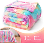 StellaLumi | Glowing Unicorn Blanket | Cozy & Magical | Glow-in-the-Dark Stars & Hearts | Gift for Kids & Adults