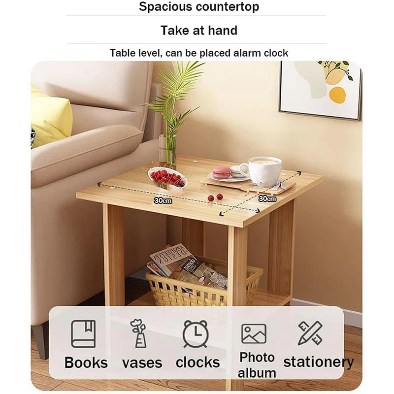 Solid Wooden Nightstand with Two Layers in Modern Design