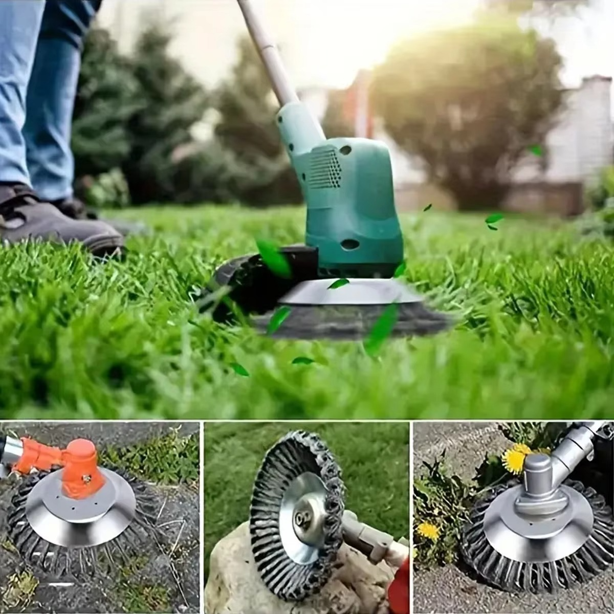 Heavy-Duty 6 and 8 Inch Steel Wire Rotary Brush Cutter Head for String Trimmers