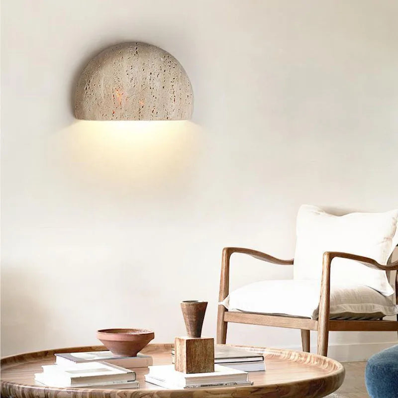 Wabi-Sabi Stone Retro Wall Lamp Living Room Hallway Bedroom