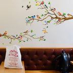 Yunavi Wall Sticker Set Bird & Leaves in Vintage Style | 3D Effect | 4-piece | PVC | 25x35 cm per sheet