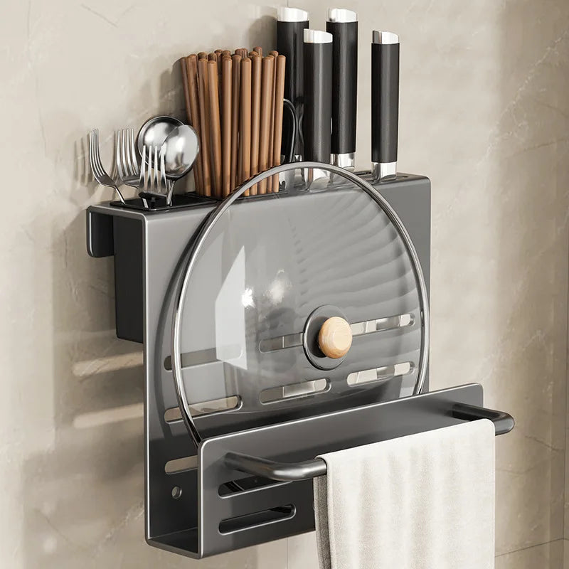 ChefSpace Wall-mounted Knife Holder with Cutting Board Storage – Stainless Steel