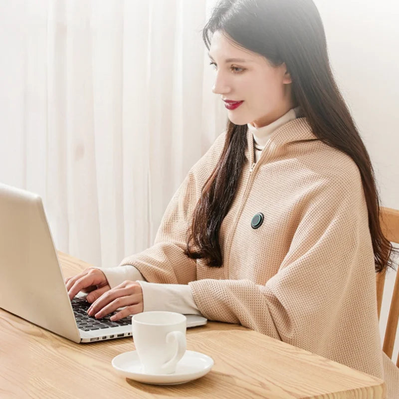 CozyTherm Wear USB Heating Blanket to Wear | 150 × 85 cm | 3 Temperature Levels | Machine Washable & Portable