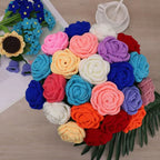 Hand-knitted rose bouquet