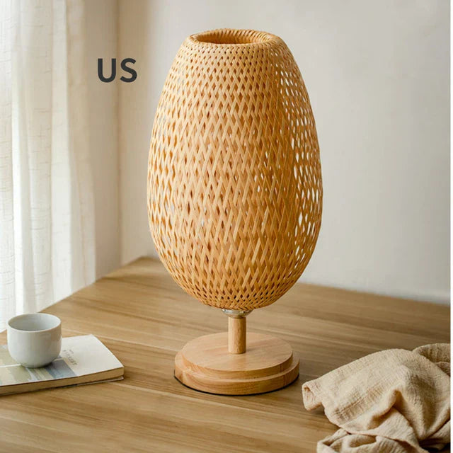 Rattan lamp - Stepless dimmable basket lamp for bedroom and living room decoration