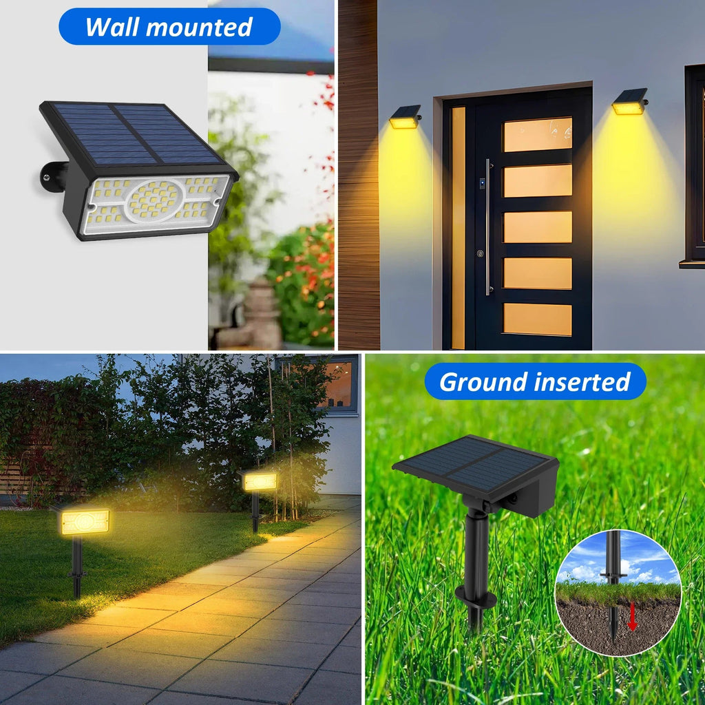 Solara LED Solar Spotlight | 4 Light Colors | 49 LEDs | IP65 Waterproof | Energy Saving with Solar Panel