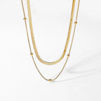 14k Herringbone & Satellite Chain Necklace Stack