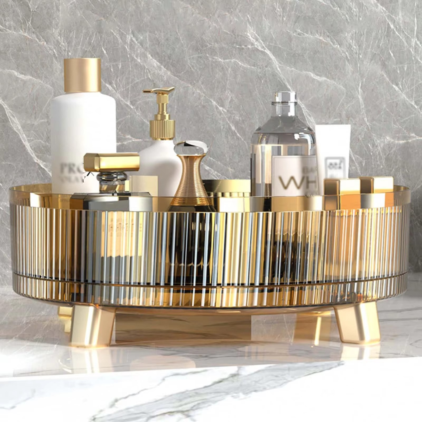Clear Rotating Makeup Organizer for Easy Access & Display