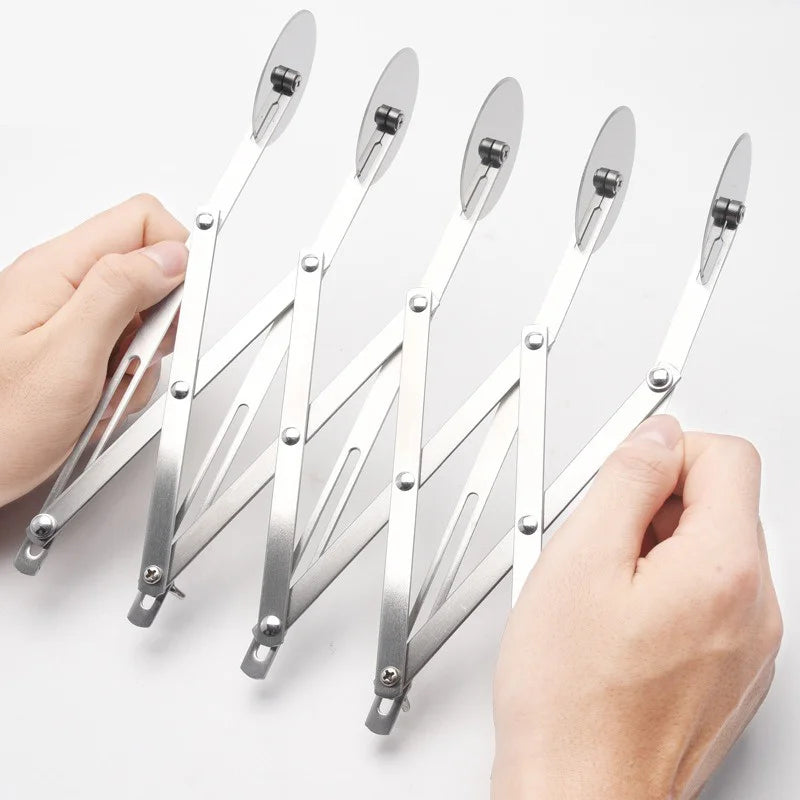 SlicePro Stainless Steel Dough Cutter | Foldable & Adjustable | 3–7 Wheels | Perfect Portioning for Pizza, Pastries & Pasta