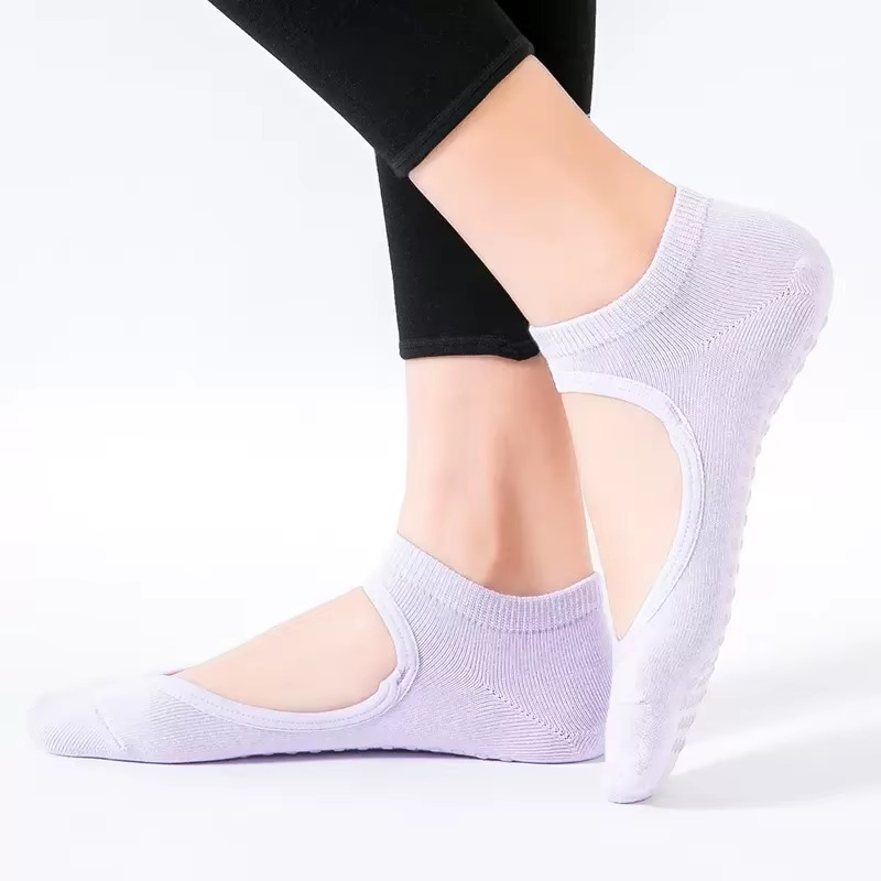 Non Slip Backless Yoga Socks with Breathable Cotton Grip
