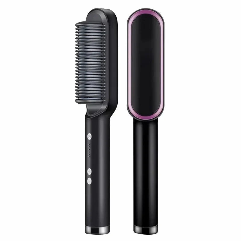 Hair Straightening Brush UK – 2-in-1 Thermal Comb Straightener & Curler with Adjustable Heat & Tourmaline Technology