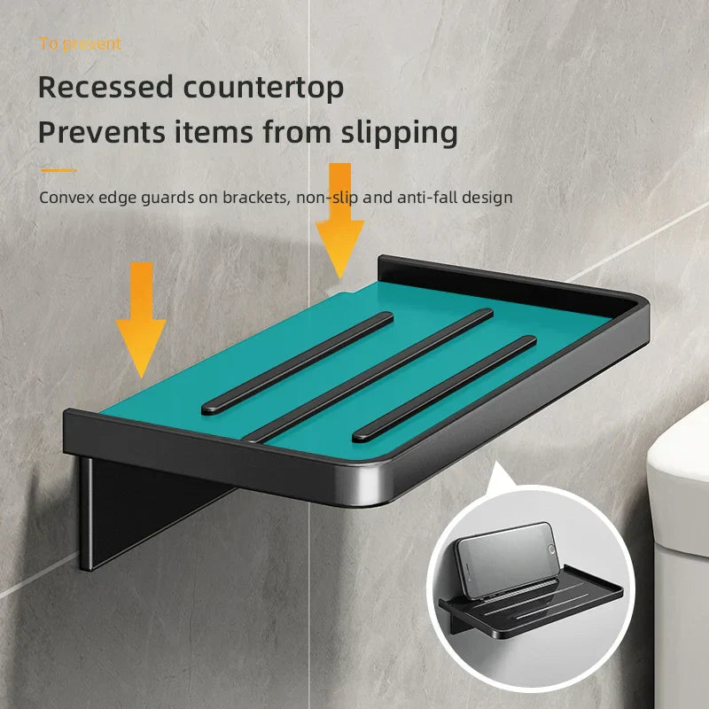 Showeriva Shower Shelf | With Phone Holder | Self-Adhesive | For Bathroom & Shower