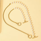 Chain & Pearl Circle Clasp Bracelet and Necklace Set