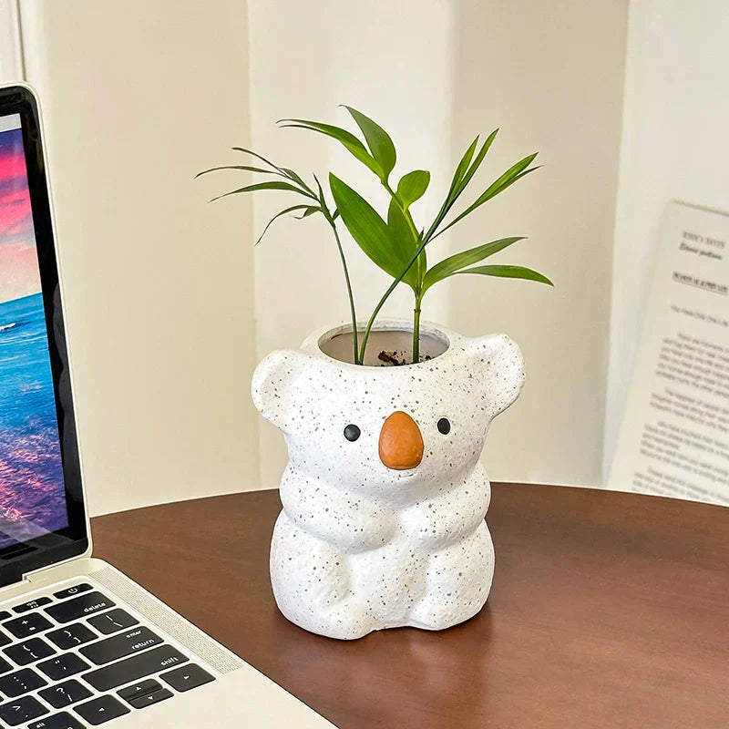 Koalina Koala Planter | Sweet Decorative Plant Pot Made of Resin | Mini Vase for Succulents & Bonsai | Handcrafted Garden & Home Decor