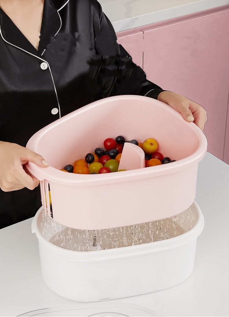 Manual Fruit and Vegetable Washing Drainer Basket