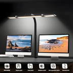 24W Triple Head LED Desk Lamp with Clamp and Auto Dimming for Office and Home