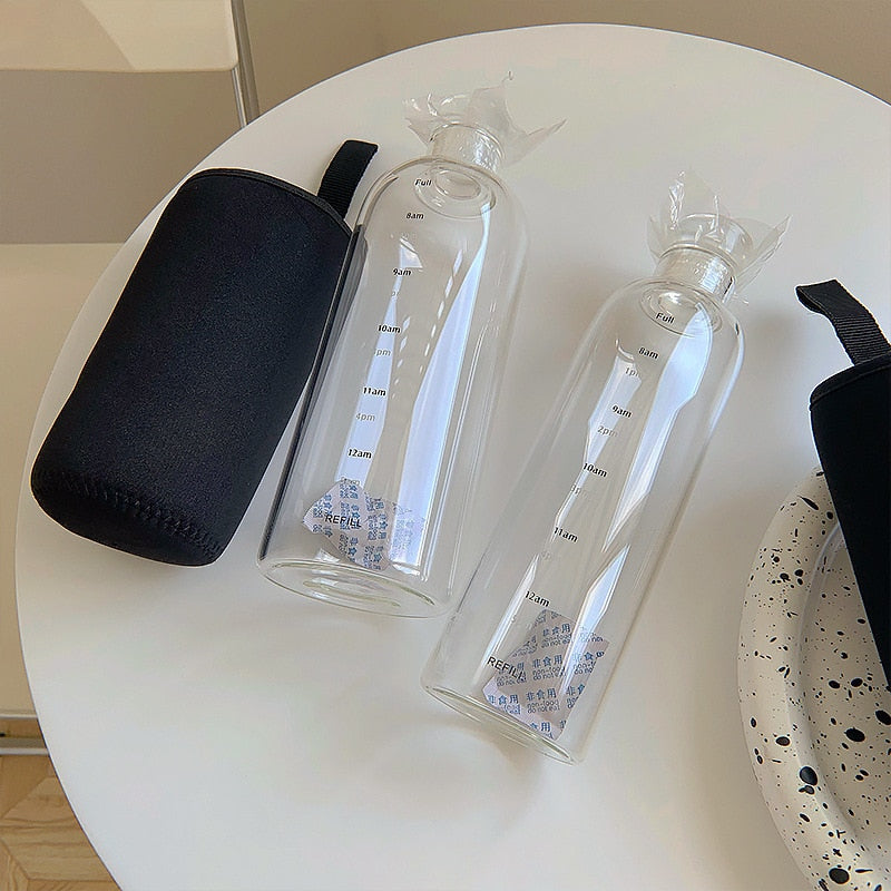 Time-Scale Water Bottle with Spill-Proof Lid