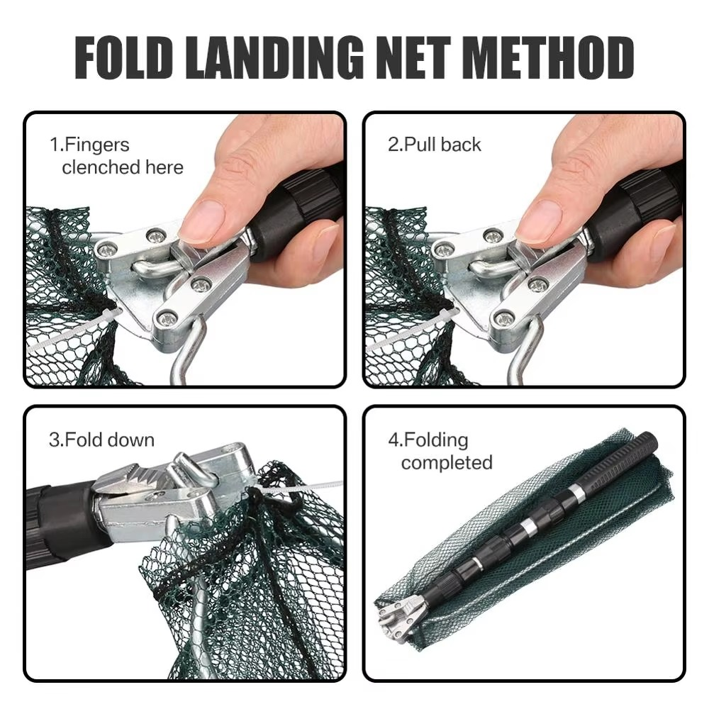 Aluminum Alloy Telescopic Folding Fishing Net with Retractable Handle 51 Inch