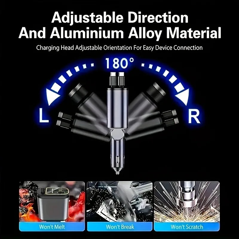 Car Retractable 4 in 1 Fast Charger With Roof Lighting