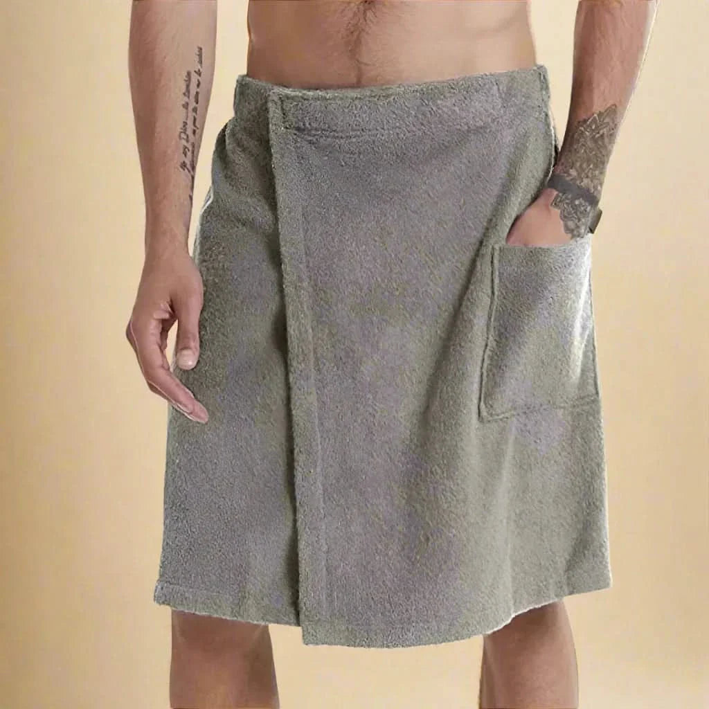 PORTABLE BATH TOWEL ROBE – Soft & versatile bath towel with pockets for sauna, beach & fitness