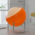 Aurivio Table Lamp | Glass & Stainless Steel | Retro-Nordic Design | LED Night Light Beige/Orange | Ø21×H25 cm
