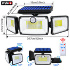 SecuSolar MaxView 167 Solar Security Spotlight 167 LEDs | 3 Adjustable Heads | Motion Sensor & 3 Light Modes | IP65 Waterproof | 2200 Lumens