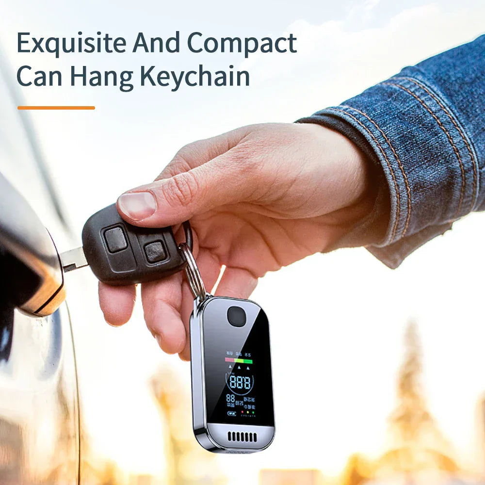 Compact Digital Breathalyzer Keychain with LCD Screen – USB Rechargeable Alcohol Tester for Accurate Measurements