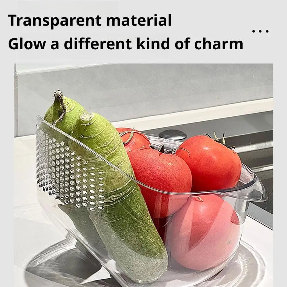 Veggie & Fruit Wash Easy Drain Basket with 3-in-1 Rinsing and Draining