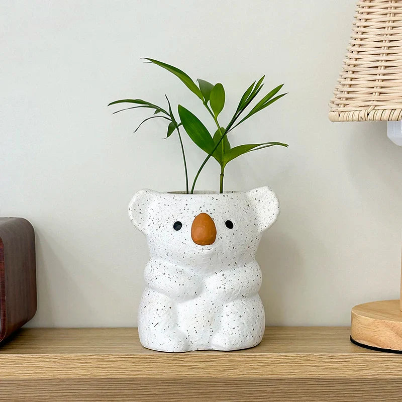 Koalina Koala Planter | Sweet Decorative Plant Pot Made of Resin | Mini Vase for Succulents & Bonsai | Handcrafted Garden & Home Decor