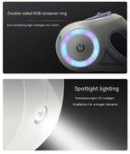Automatic dog lead with LED light, USB rechargeable battery & 3m length for safe walks