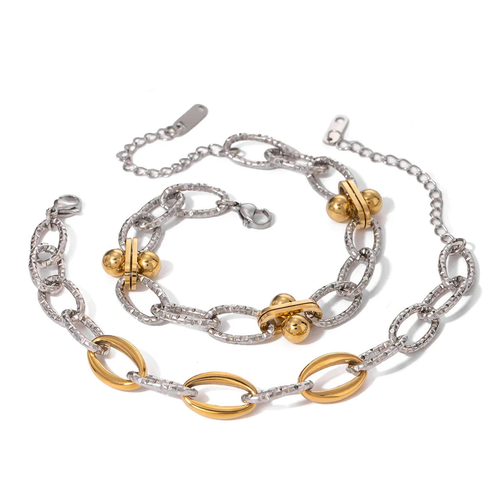 Classy Two Tone Textured Silver Bracelet