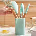 ChefEase – 12-piece silicone kitchen utensil set with wooden handles
