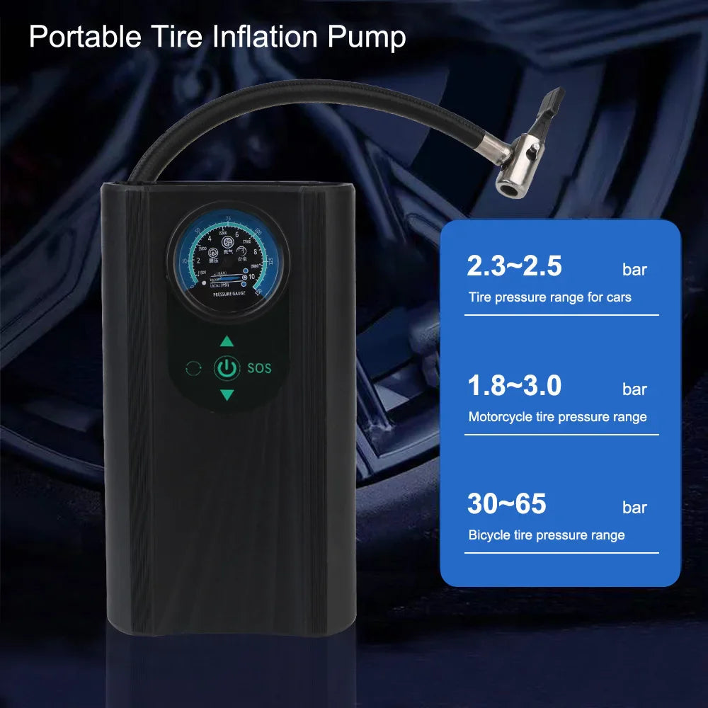Tire Pump AutoAirX Pro | Portable Compressor 12V | Metal Cylinder | For Car, Motorcycle, Bicycle & Ball