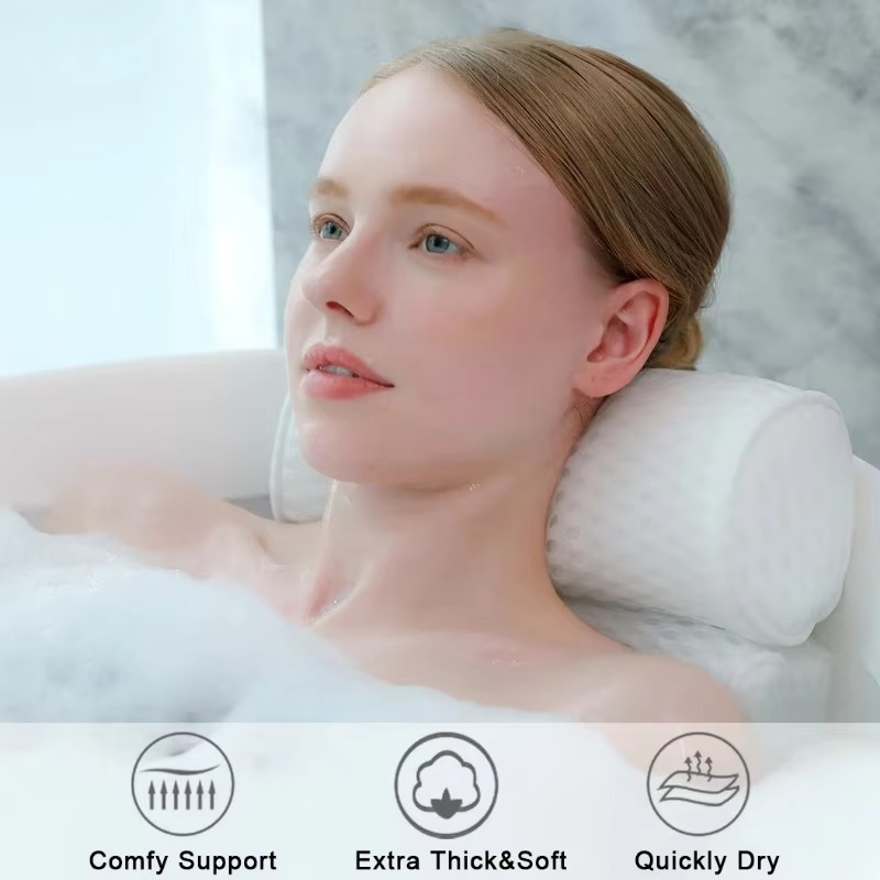 Luxury Bath Spa Pillow with Air Mesh Technology for Neck, Head, and Back Support