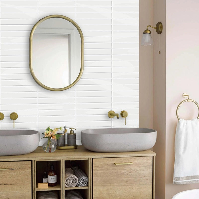 Self-adhesive 3D DIY Kit Kat tiles in glossy white