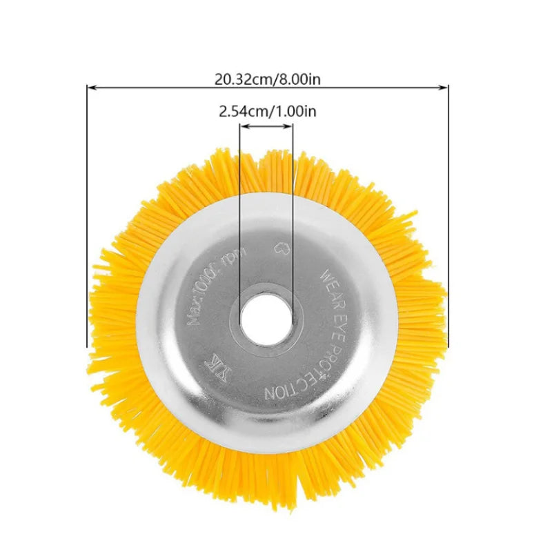 WeedMaster 220 | 8-Inch Weed Wheel with Nylon Brush Head | For Lawn Trimmers & Brush Cutters | For Paving Joints & Edges