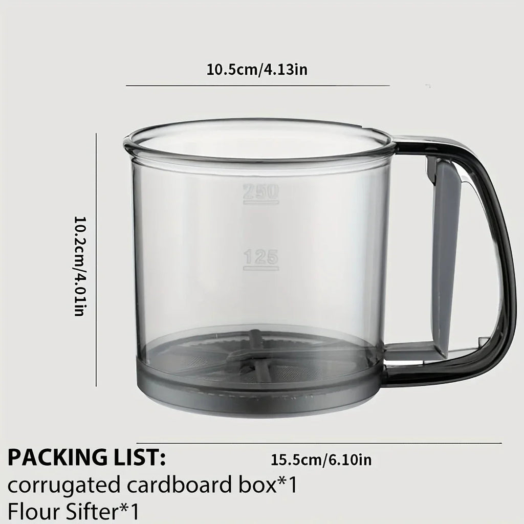 Bakina Flour Sieve semi-automatic | Double sieve with squeeze handle | Fine mesh for baking & powdered sugar | Set of 2