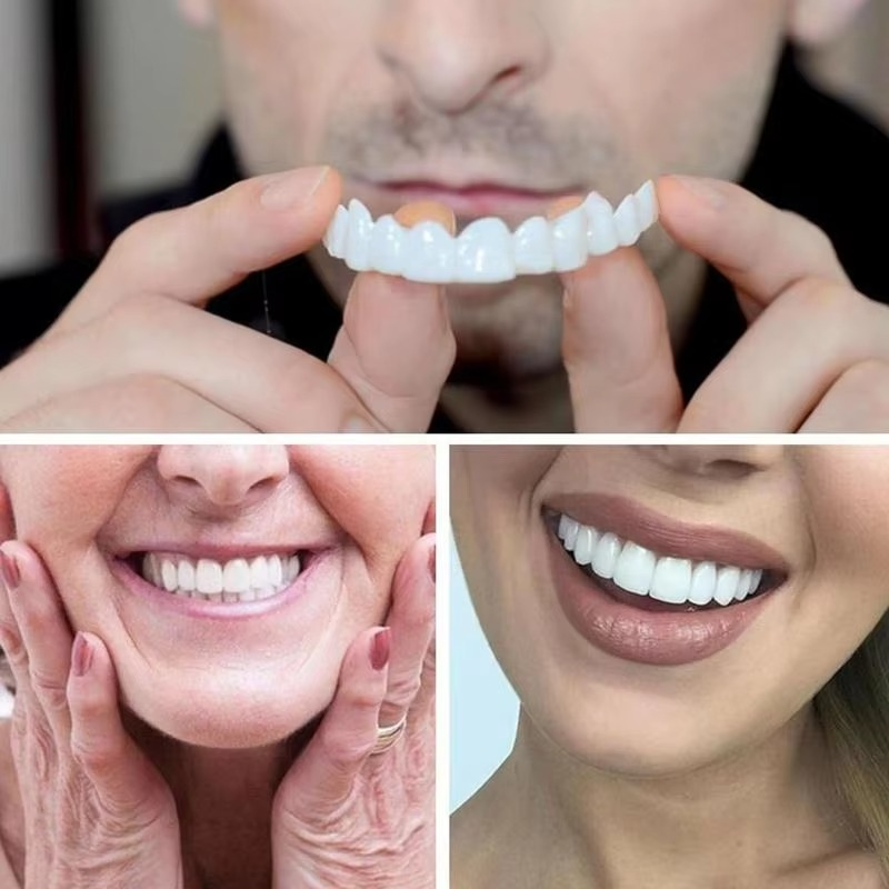 2PCS Snap-On Veneer Dentures for Men and Women, Instant Temporary Tooth Cover for a Confident Smile