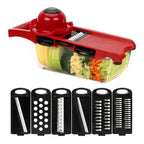 Vegetable Cutter Set 9-piece | With Catch Box & Finger Protection | CutMaster Pro in Red