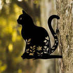 Metal cat silhouette for garden and patio decoration