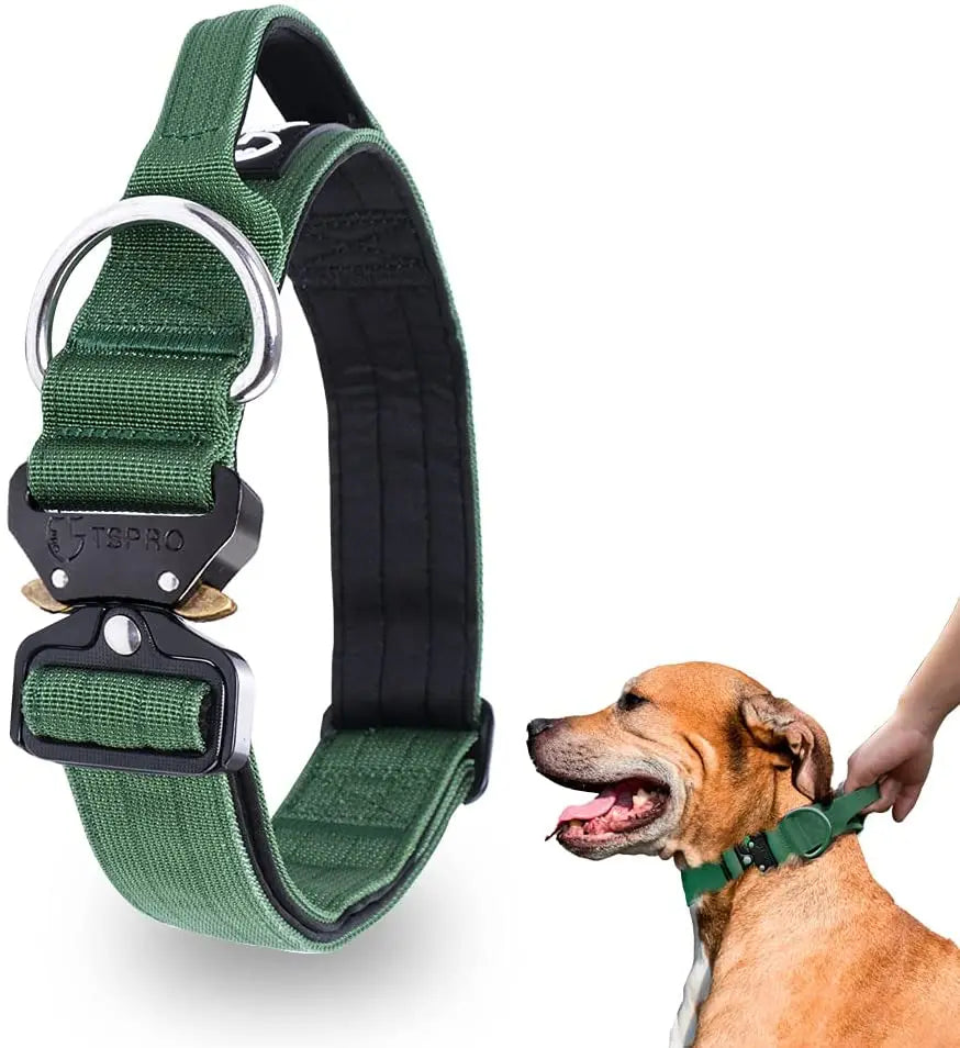 Tactical Dog Collar with Metal Buckle & Handle