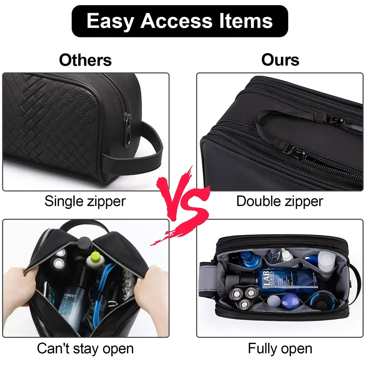 Gentrax Toiletry Bag Men | Water Repellent & Large | Tear Resistant Travel Organizer with Wet Compartment | Dopp Kit for Shaving & Care