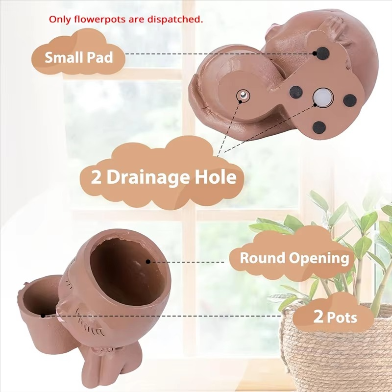 Chic Dual Face Head Planters for Indoor and Outdoor Use